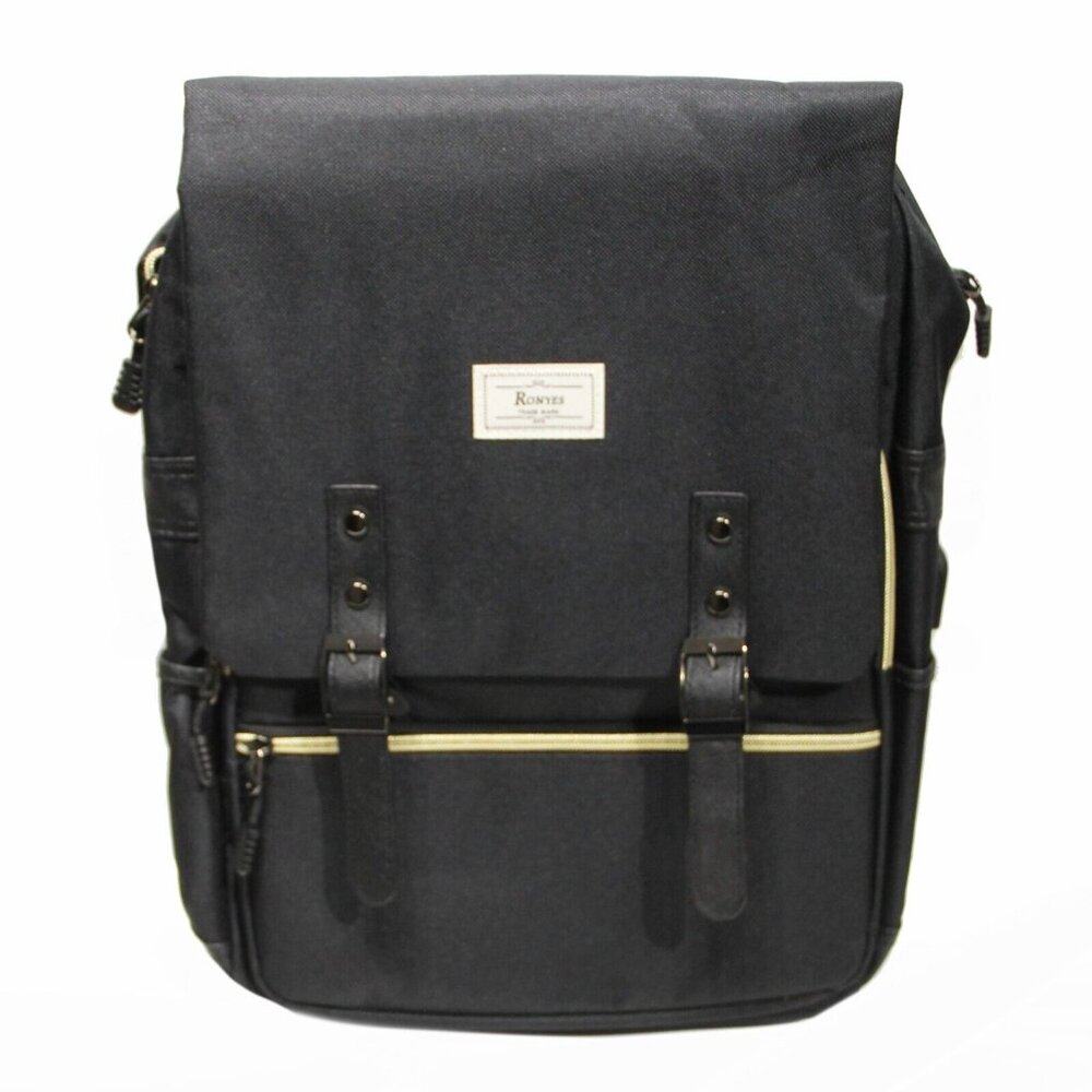 Ronyes Laptop Backpack Women Men 15.6" Bookbag USB Charging Black